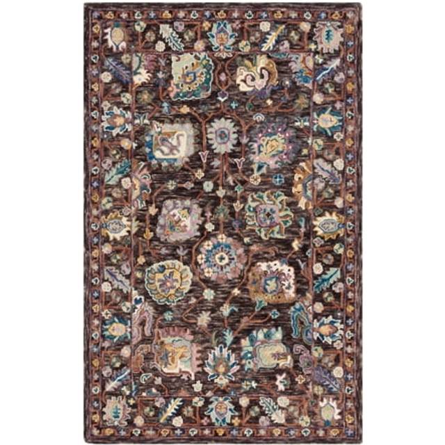 Safavieh BLM469H-5 5 x 8 ft. Blossom Collection Traditional Hand Tufted Rectangle Rug, Charcoal & Lavender