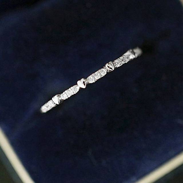 BALMORA 1pc Simple Versatile S925 Sterling Silver Heart Set Zirconia Ring For Women For Anniversary