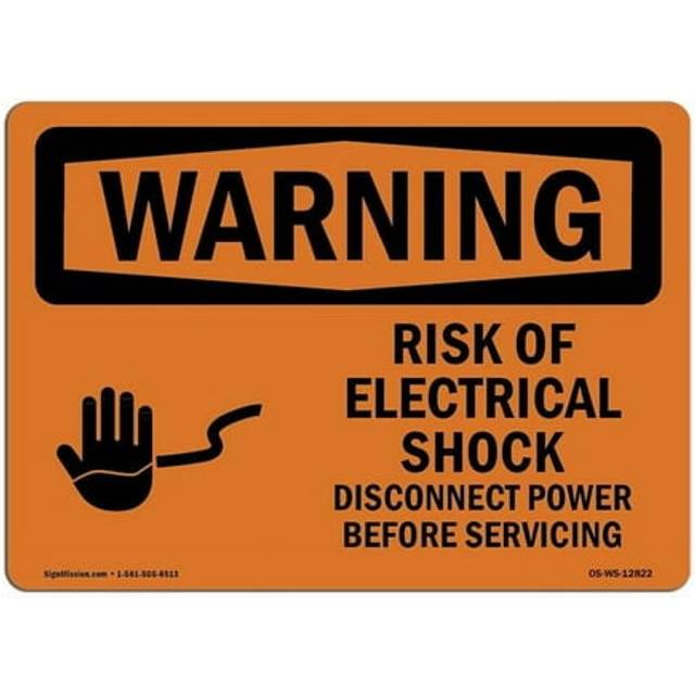 SignMission OS-WS-A-1014-L-12822 10 x 14 in. OSHA Warning Sign - Risk of Electrical Shock Disconnect