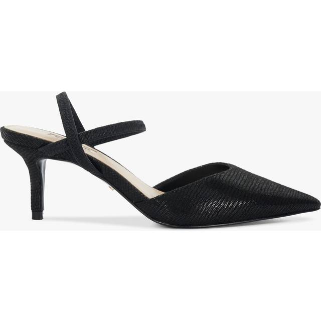 Dune London Classical Snake Effect Pointed Heeled Courts, Black