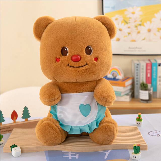 (Apron, 25cm/9.84in) Plush Bear Toy Doll Flower Apron Pp Cotton Stuffed Birthday Gift For Children