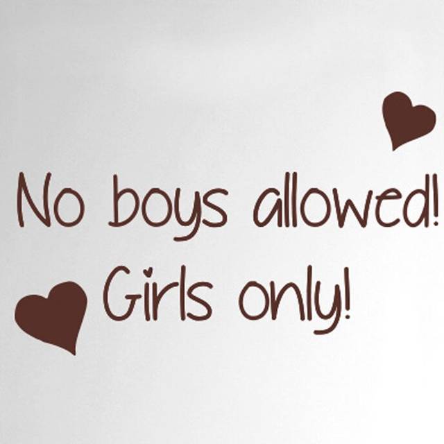 No Boys Allowed Girls Only Door Room Wall Sticker - Brown (25cm H X 40cm W)