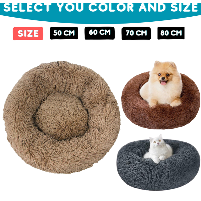 Donut Dog Bed,Calming Anti Anxiety Medium Dog Beds,Washable Soft Warm Plush Fleece Fluffy Soothing Cat Pet Cushion,Round Orthopedic Relief Improved