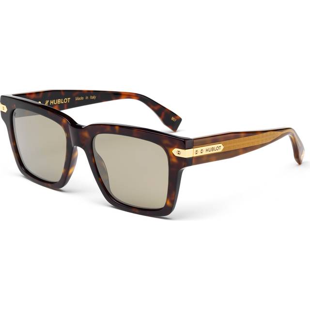 HUBLOT Unisex H044 092.120 Sunglasses Acetate Havana Gold Squared Polarized Flash