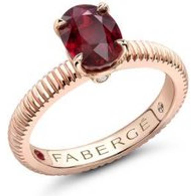 Faberge Colours of Love 18ct Rose Gold Ruby Diamond Fluted Ring - 60