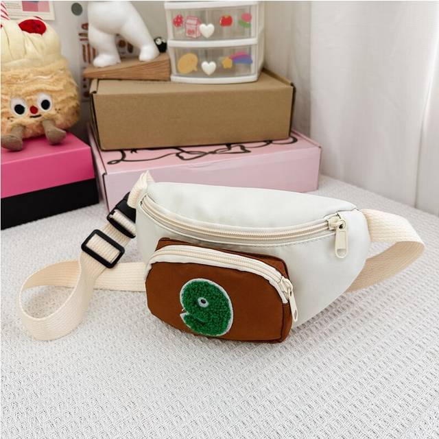 (White) Kids Charming Casual Crossbody Bag In Lightweight Durable Nylon For Everyday Wear