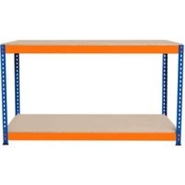 MonsterShop S-Rax 2 Shelf Blue and Orange Workbench 150 x 45cm - 90 x 150 x 45cm