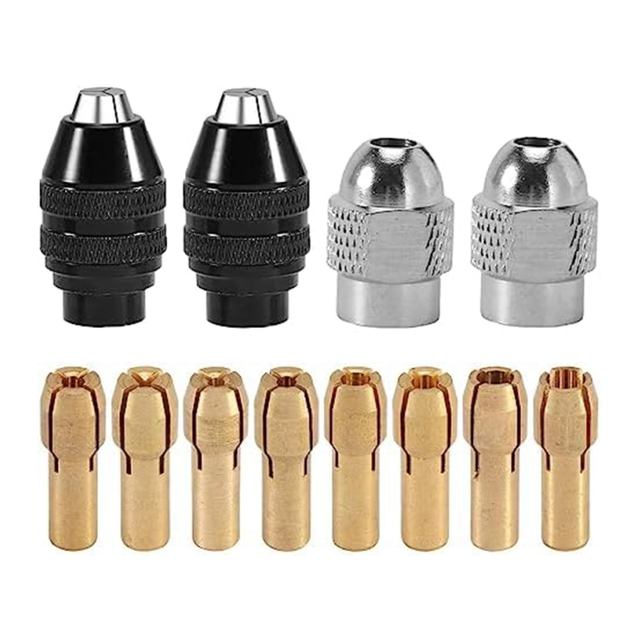 12Pcs 0.8-3.2mm Keyless Drill Chuck Collet Set 1/32 to 1/8In Replacement,Rotary Tool Sanding Drum 8 Sizes,Drill Tool Set