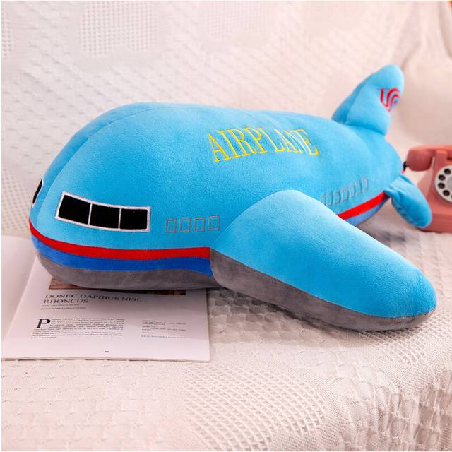 (Blue, 40cm) Cartoon Airplane Plush Pillow For Boys Ultrasoft Stuffed Toy