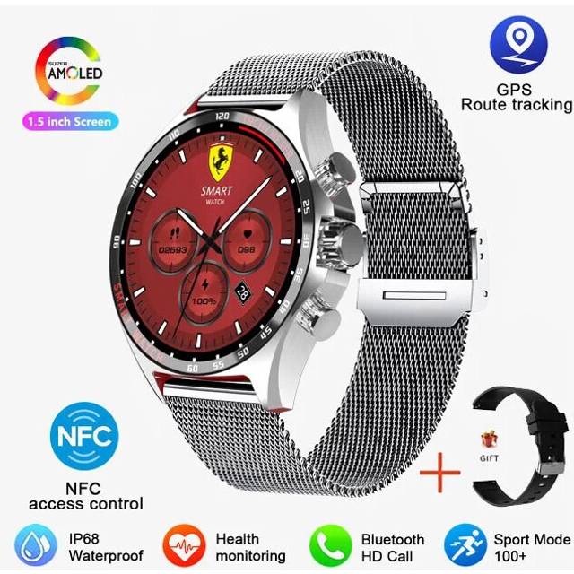 (Mesh Silver, GPS  smart watch) 2023 GPS New Smart Watch Men Outdoor Compass Sports Fitness Bracelet Bluetooth