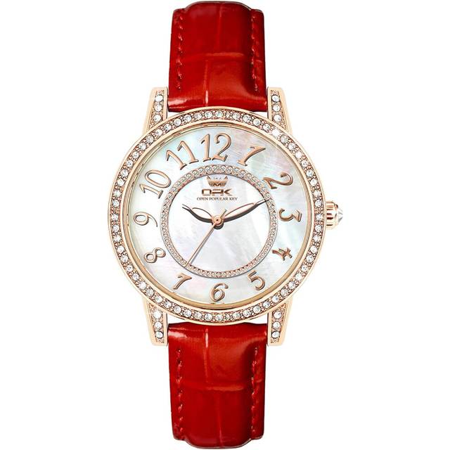 VEANXIN Elegant Diamond Watch for Women Arabic Numerals Dial Ladies Wristwatch Leather Strap Trend Female Quartz Watch Waterproof