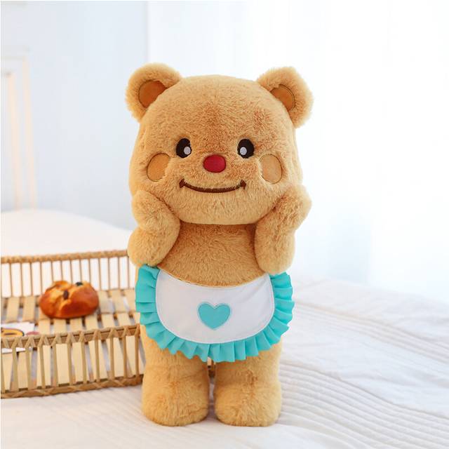 (85cm/33.46in) Blue Heart Apron Brown Bear Plush Toys Dolls Pillow Children Birthday Gifts