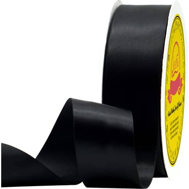 LEEQE Double Face Satin Ribbon 112 inch X 50 Yards Polyester Black Ribbon for Gift Wrapping Very Suitable for Weddings Party H