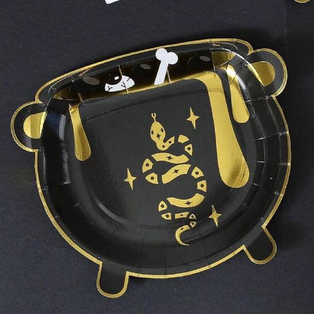 I LOVE FANCY DRESS 10pcs Cauldron Halloween Party Plates Cute Party Halloween Paper Plate Witch Wizard Display Plate Tableware Dinner Paper Plate Potion Design Pack Of 1