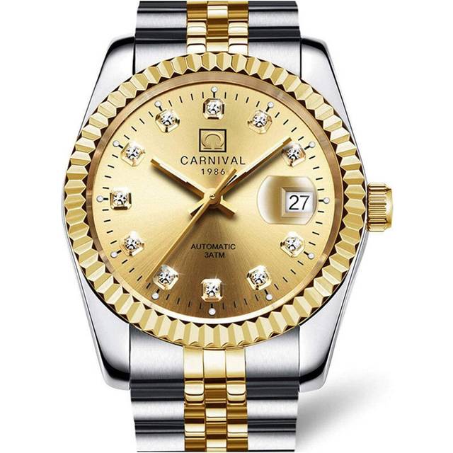 Luxury Watches Automatic Mens Casual Business Watch Gold OR Black Dial Date Full Steel Waterproof Watch