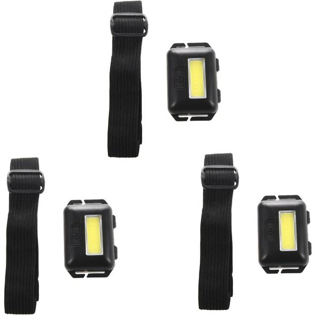 3X Cob LED Mini Headlamp Headlight 3 Modes Rainproof Head Flashlight Black