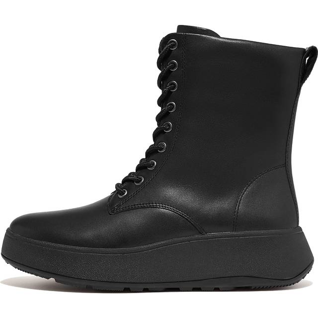 FitFlop Women's F-Mode Flatform Lace Up Boots All Black - UK 5.5