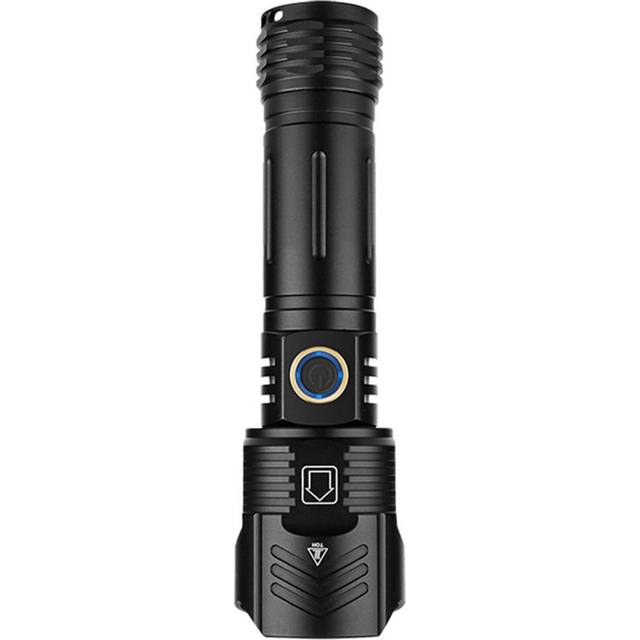 Chronus Chronus Rechargeable Flashlight 100000 High Lumen, 5 Modes Zoomable Super Bright LED Flashlight (Black)