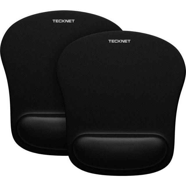 TECKNET Mouse Mat Wrist Support, 2 Pack Ergonomic Mouse Mat with Memory Foam, Mice Pad with Anti-Slip Rubber Base, Waterproof Surface Mouse Pad for