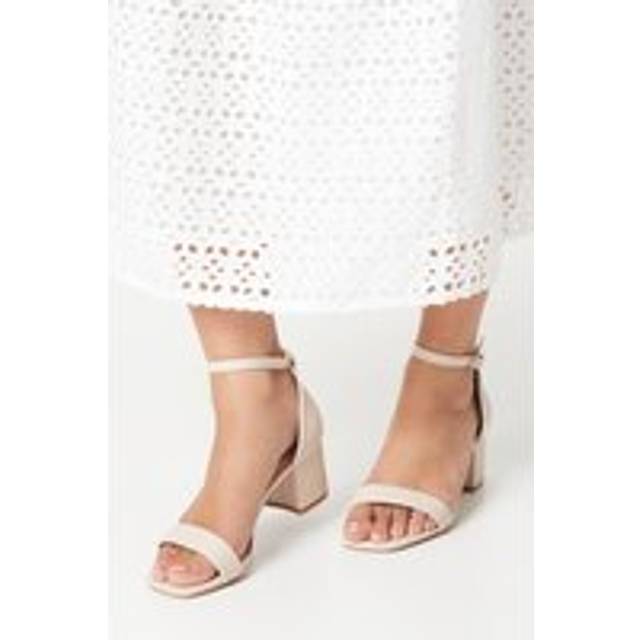Womens Sammy Barely There Low Block Heel Sandals - Beige - 5