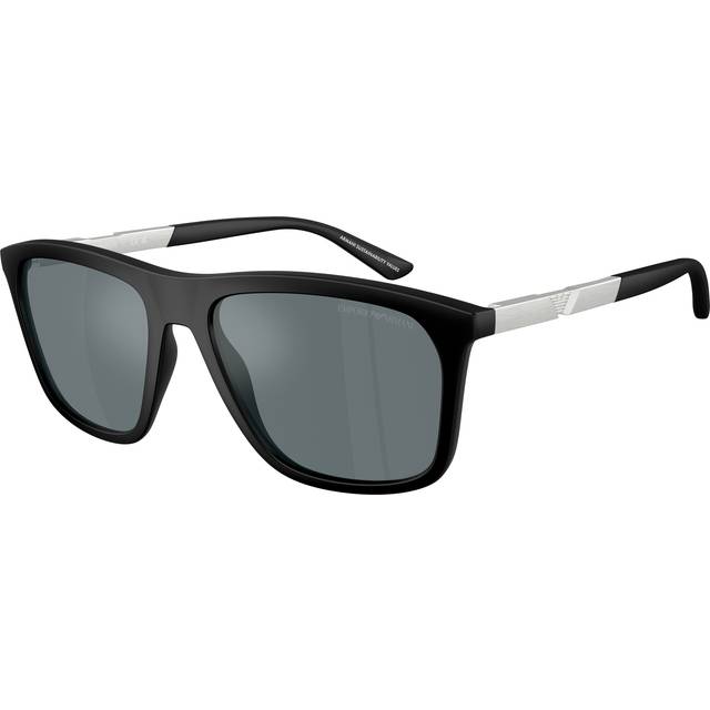 Emporio Armani Man EA4237 50016G Solglasögon Injicerad Svart Grå Fyrkantig Speglad