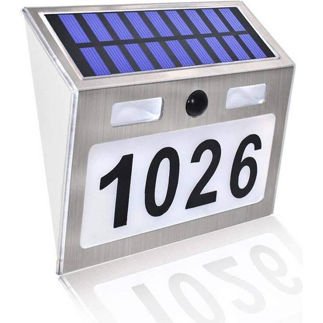 (Standard, 2) Outdoor Lighting Solar House Number Plaque With 200Lm Motion Sensor