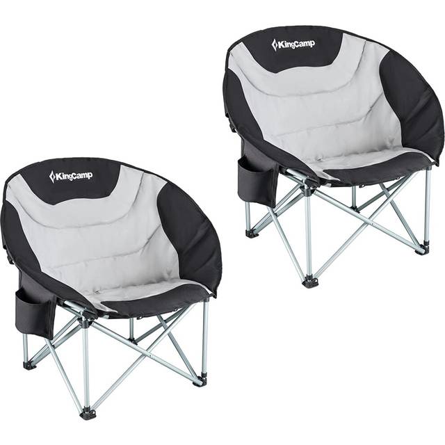 KingCamp Moon Chair Camping Folding Garden Chairs Heavy Duty Padded Camping Chair With Cup Holder Camping Chair set of 2