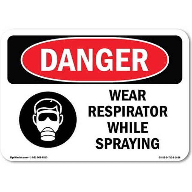 SignMission OS-DS-A-1014-L-1616 10 x 14 in. OSHA Danger Sign - Wear Respirator While Spraying