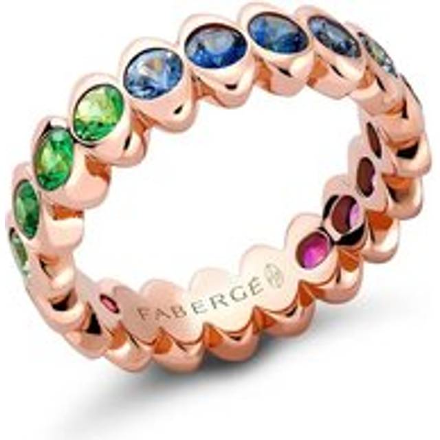 Faberge Colours of Love Cosmic Curve 18ct Rose Gold Rainbow Gemstone Eternity Ring - 58