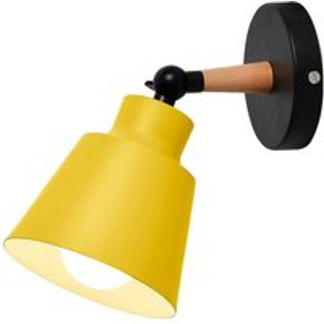 Norcks - Modern Wood Wall Lamp Minimalist Wall Sconce Nordic Retro Wall Lights For Bedroom Bedside Hallway Cafe Office Corridor E27 Yellow