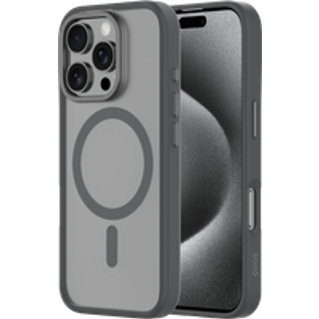 QDOS Hybrid Soft & Snap Case for iPhone 16 Pro, Black Titanium / Clear