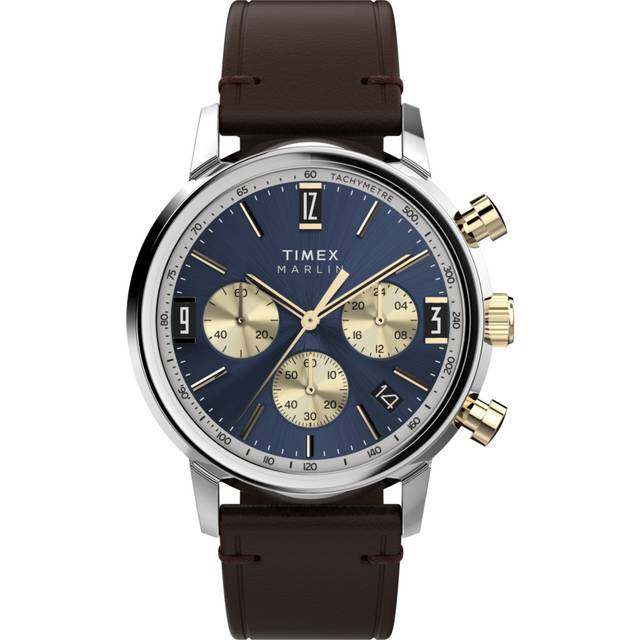 Timex Marlin Chronograph 40mm Leather Strap Watch TW2W60400