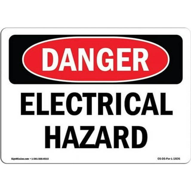 SignMission OS-DS-D-1014-L-1836 OSHA Danger Sign - Electrical Hazard