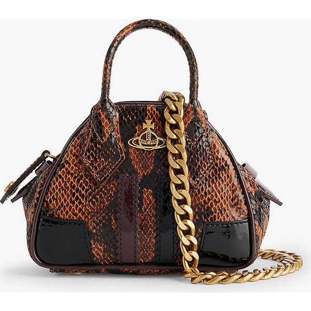 Vivienne Westwood Womens Tan Yasmine Mini Snake-print Leather Handbag - TAN