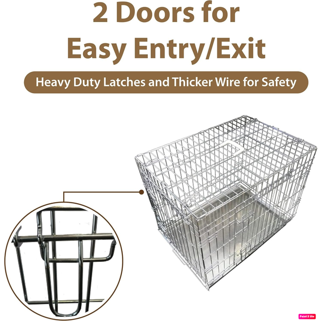 (Silver) Ellie-Bo 36 Silver Dog Crate 2 Door, Non-Chew Tray