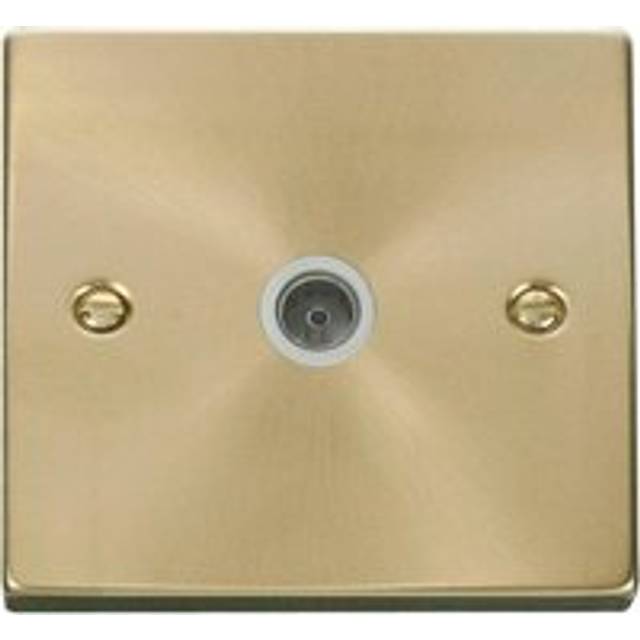 Satin / Brushed Brass 1 Gang Single Coaxial tv Socket - White Trim Se Home