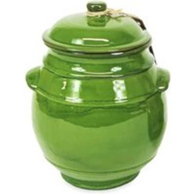 Verano Spanish Ceramics Selena Storage Jar W/Lid - Green - 23Cm, Green