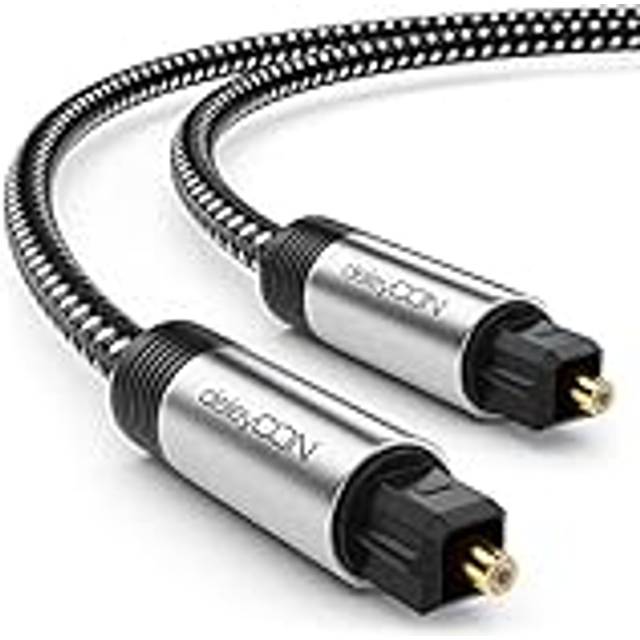 deleyCON 15m Toslink-Kabel Optisk Digital Ljudkabel med Metallkontakt och Nylonhölje - SPDIF Fiberoptisk Kabel