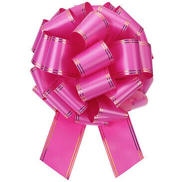 16 inch large pull bow metallic car ribbon with gold edge for wrapping, rose red