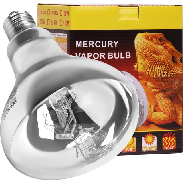DERNORD Mercury Vapour Bulb Tortoise - 160W UVA UVB Heat Lamp Bulb for Reptile Turtle Snakes Bearded Dragon Vivarium Spotlight Basking Bulbs E27 Screw