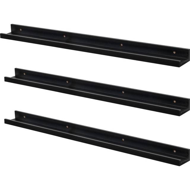 Harbour Housewares - Floating Picture Ledge Wall Shelves - Black (4cm H x 57cm W x 10cm D)