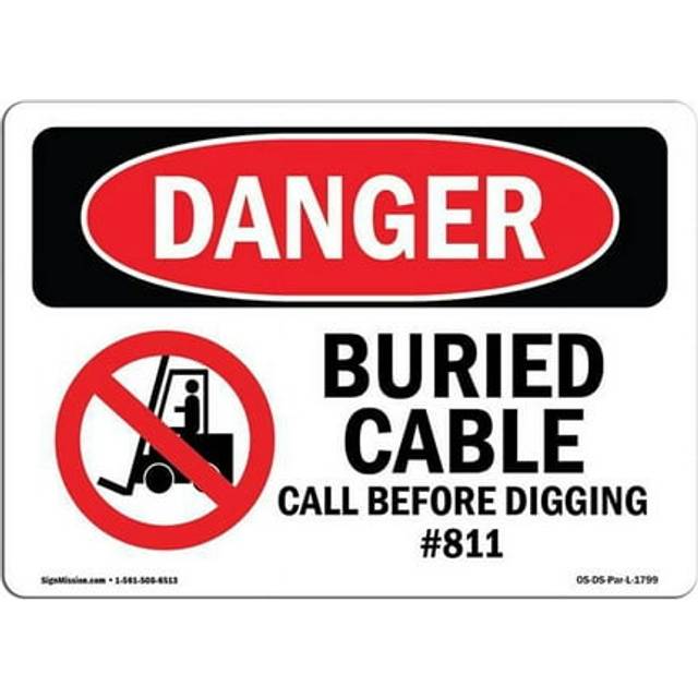 SignMission OS-DS-A-1014-L-1799 10 x 14 in. OSHA Danger Sign - Buried Cable Call Before Digging No.811