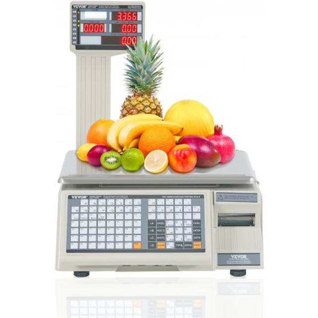 Vevor DZJJC66BCDDBUKCUVV1 Electronic Price Computing Scale - Digital Deli Weight Scales LCD & LED Digital Commercial Food Scale - 66 lbs