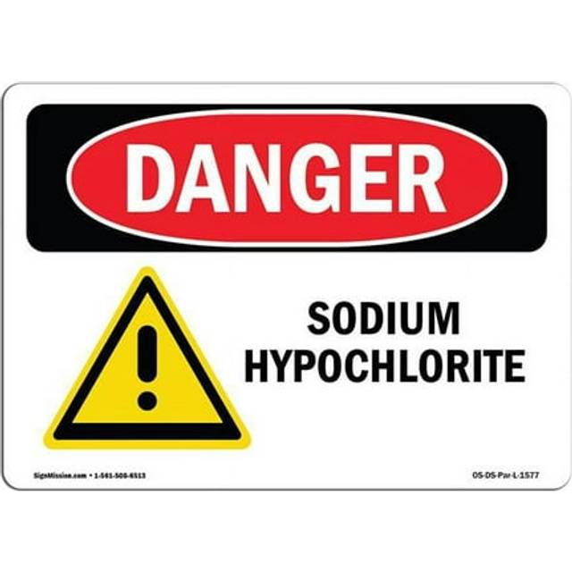 SignMission OS-DS-A-1014-L-1577 10 x 14 in. OSHA Danger Sign - Sodium Hypochlorite