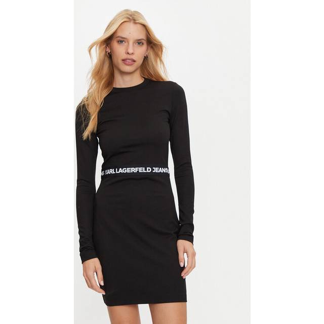 KL Jeans, Long-sleeved T-shirt Dress, Woman, BLACK, Size: S - Black