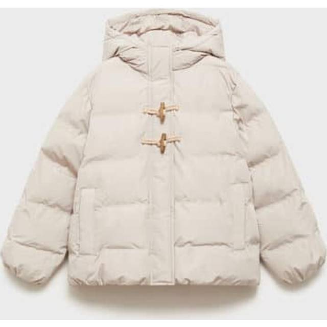 Mango Kids' Angy Hooded Puffer Jacket, Pastel Grey