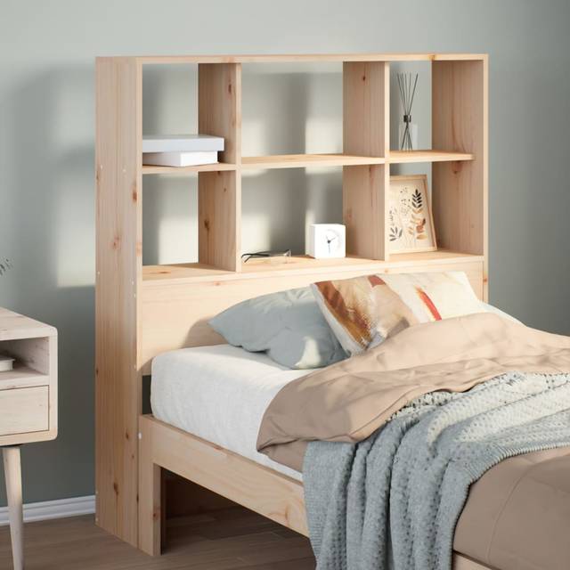 vidaXL Headboard with Storage 100 cm Solid Wood Pine - Brown