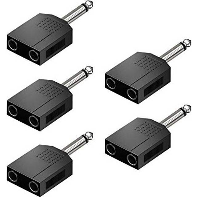 "5x 6.35mm 1/4 Inch Stereo 1 Male Plug to 2 Female Sockets Audio Adapter 1/4"" Male to Dual Female Jack Audio Y Splitter Converters"