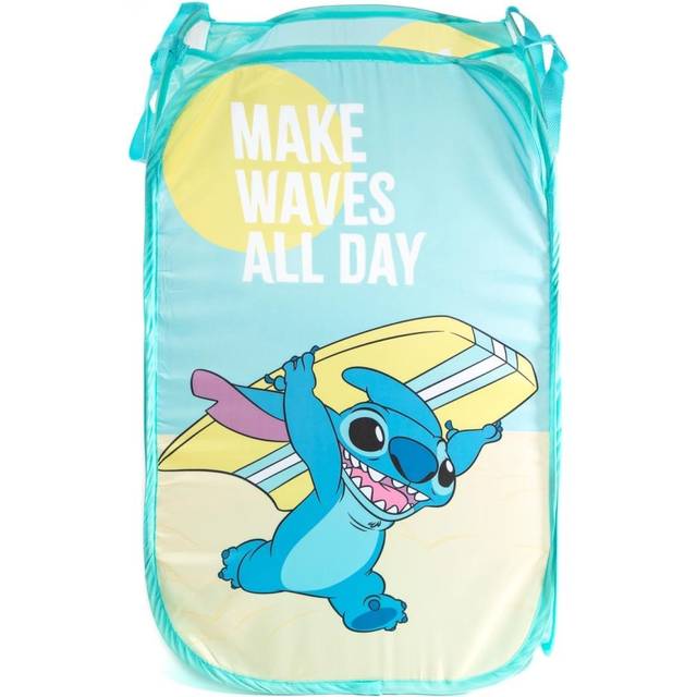 Disney Lilo & Stitch Make Waves Pop Up Hamper - Mesh Laundry Basket/Bag with Durable Handles Official Disney Product