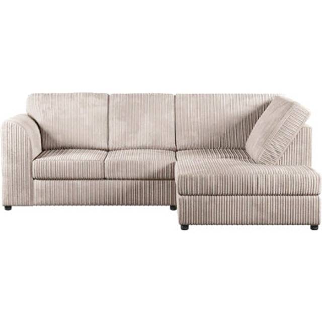 Furnishings For Less UK Luxor Cream Jumbo Cord 4 Seater Corner Sofa Right Hand Facing - Full Back - One Size